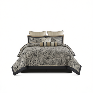 Comforter <b>Set</b> 12-Piece Cotton Jacquard Duvet Cover Classic Style Home <b>Bedding</b> All-Season Plant Pattern - Product Image 1