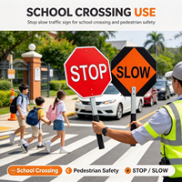Panneau de signalisation routière mobile portable STOP/SLOW en aluminium réfléchissant, octogonal, type losange, pour la sécurité routière, vente en gros