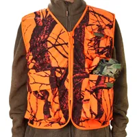 Gilet d'Extérieur pour Hommes, Gilet de Chasse Camo Orange Multi-Poches M-4XL