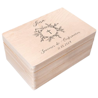 Boîte à souvenirs personnalisée en bois gravé, rectangulaire, autoportante, pour la première communion, la confirmation, les cérémonies religieuses, écologique