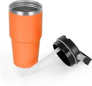 20oz Stainless Steel Insulated Tumbler Double Wall Vacuum Insulated Water <b>Bottle</b> With Straw and Handle for Home Sports or Car - Product Image 3