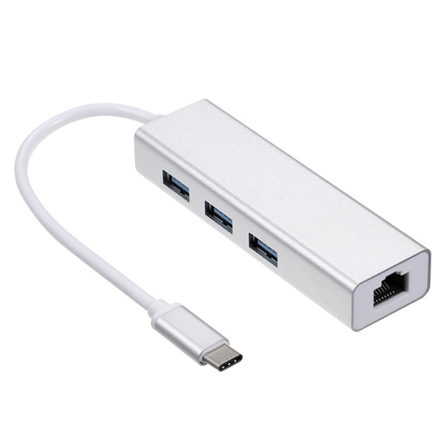 Aluminium Alloy USB C HUB with RJ45 Lan Ethernet Network Card Adapter 5Gbps USB 3.0 USB 2.0 Hub for Macbook Computer