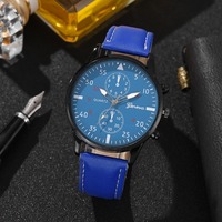 Montre-Bracelet à Quartz Business pour Homme, Bracelet en Cuir Marron de Luxe, Set de Montres Décontractées et Sportives pour Homme