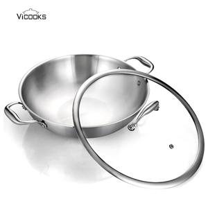 Poêle de cuisson professionnelle en acier inoxydable à trois couches <span class=keywords><strong>Wok</strong></span> meilleure poêle à frire antiadhésive - Product Image 3