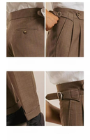 Pantalon habillé de Naples pour hommes italiens pantalon d'affaires décontracté à double plissé taille haute sans repassage pantalon de tailleur grande taille