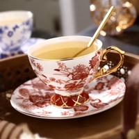 Ensemble tasse et soucoupe à café en céramique portable, motif floral et oiseaux français vintage, capacité 200 ml, pour usage domestique, thé de l'après-midi, personnalisable