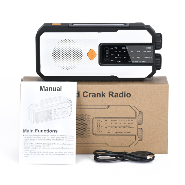 2026 New Outdoor Emergency Portable Radio High Capacity 5000mAh NOAA SW Frequency Solar Charging Hand Crank Internet Plastic