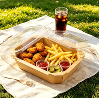 Boîte à lunch jetable carrée en papier kraft pour commandes en gros, idéale pour les cafés, restaurants, sites de badminton, dîners de groupe et collations