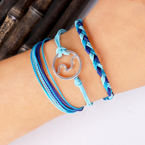 Ensemble de bracelets en corde cirée colorés faits à la main pour la Saint-Valentin, 3 pièces/ensemble, pour femmes, hommes, bracelets d'amitié - Product Image 2