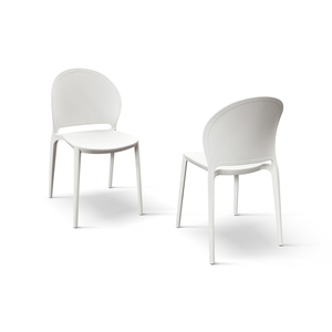 Stefania <b>Chair</b> Set Of 4 White Polypropylene Indoor <b>Outdoor</b> Dining <b>Chairs</b> - Product Image 2