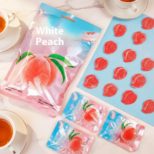 Marshmallow Ricoperto <span class=keywords><strong>di</strong></span> Succo <span class=keywords><strong>di</strong></span> <span class=keywords><strong>Frutta</strong></span> al Gusto <span class=keywords><strong>di</strong></span> Pesca Bianca <span class=keywords><strong>e</strong></span> Menta, Snack Dolce da 300g, Marca Sweet Pole, Confezionato - Product Image 1