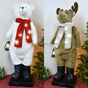Factory Outlet Hatty 42-45 Inch Eco-Friendly Plastic+Cloth Plush Figurine Telescopic Leg <b>Christmas</b> Ornaments Reindeer Decor - Product Image 2