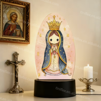 Vierge Marie et Jésus LED veilleuse religieuse USB lampe de prière catholique lueur douce Design emblématique pour autel chambre chapelet dévotion