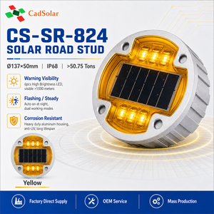 Baliza Solar CadSolar CS-SR-824 de 136 mm con 6 LED de Destello Sincronizado IP68 para Advertencia en Carreteras y Filas de Tráfico - Product Image 2