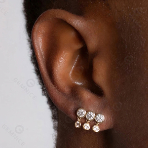 Boucles d'oreilles pendantes Gemnel en argent sterling 925 plaqué or avec turquoise et diamants flottants, collection de bijoux pour femmes - Product Image 2