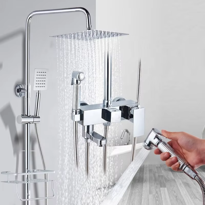 Chrome Brass Bath Shower Faucets Square