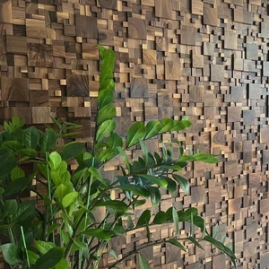 Panneaux muraux en bois massif 3D en noyer à motif chevron, style moderne du milieu du siècle, pour <span class=keywords><strong>salon</strong></span> et chambre de luxe - Product Image 2