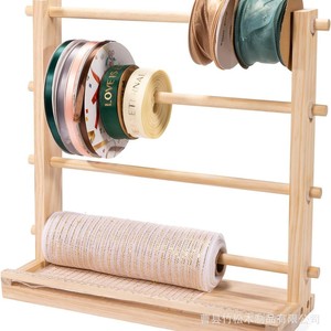 Wooden Ribbon Storage Rack 4 Layers Durable Standing Type For Cake Shop Flower Shop Storage - Product Image 1