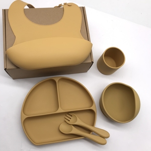 Assiettes en Silicone pour enfants, ensembles d'assiettes pour bébé, plat d'alimentation pour bébé, aspiration vaisselle en Silicone, bol avec cuillère - Product Image 1