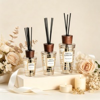 Diffuseur d'huiles essentielles d'aromathérapie de 150 ml avec logo personnalisé, flacon en verre coloré, parfum frais pour diffuseur à roseaux, couvercle en bois