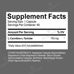 Aeglewell thêm sức mạnh l-<span class=keywords><strong>Carnitine</strong></span>-60 viên-750mg mỗi khẩu phần-Tăng cường trao đổi chất và tăng hiệu suất - Product Image 2