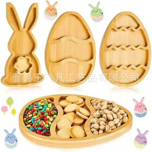 Wooden Rabbit <b>Snack</b> <b>Tray</b> 32cm Easter Candy Serving <b>Tray</b> Animal Print Home Use - Product Image 1