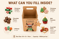 Wholesale Christmas Kraft Paper Gable Gift Boxes 24 Pcs 6 Designs Food Safe Candy Cookie Party Favor OEM MOQ 100