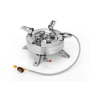 Réchaud à gaz d'extérieur cinq étoiles, portable, haute puissance, pour faire bouillir de l'eau et du thé, couleur argent, avec dispositif d'allumage - Product Image 1