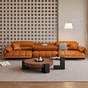 Canapé électrique en cuir de première classe, fonctionnel, pour salon, style moderne et minimaliste, en ligne droite, zéro mur - Product Image 2