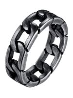 Vente en gros de bagues pour hommes Joyyo Fashion en acier inoxydable 316L plaqué zinc noir, chaîne de 7 mm, personnalisées, style punk biker, pour cadeau