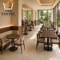 Table ronde moderne pour hôtel avec plateau en bois et base en métal pour hall d'hôtel, salon, café, restaurant, mobilier OEM