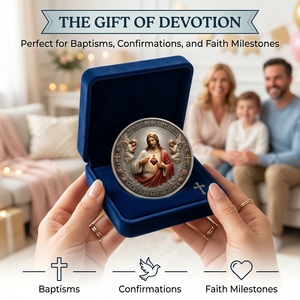 Monedas de recuerdo OEM: Moneda con diseño de la Sagrada Corazón de Jesús y esmalte rojo, moneda metálica con relieve de ángel para la fe y la <span class=keywords><strong>misericordia</strong></span>. - Product Image 2