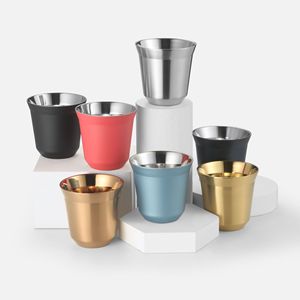 Mini tasse à café en acier inoxydable 304 à double paroi, petite capacité, pour cafés, bars, salons - Product Image 1