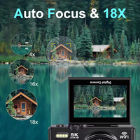 Caméra numérique pour vlogging 5K, 75MP autofocus, zoom numérique 18X, 180° °   Écran Selfie Flip, Wi-Fi intégré, 9 modes de prise de vue
