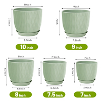 Pots de plantes en plastique 10/9/8/7,5/7 pouces, lot de 5, jardinières avec trous de drainage et soucoupes, décoration de salon et de jardin