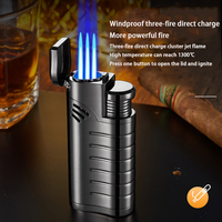 Briquet torche triple jet DEBANG avec perforateur, allumage turbo, en alliage de zinc, rechargeable au gaz, logo personnalisé, haute qualité, pour affaires
