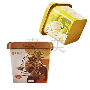 1L Ice Cream container With Lid plastic <b>box</b> with <b>security</b> lock IML Printed Frozen -18 Centigrade Used supplier food packaging - Product Image 2