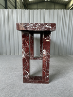 Table console en marbre naturel Rosso Levanto, base double en U creuse, table de luxe en marbre rouge pour entrée et couloir