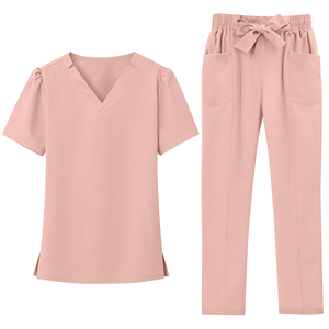 Tenue de travail pour centre de soins post-partum et SPA, uniforme médical à manches courtes et pantalon long, fin, avec nœud papillon, pour médecin, infirmière, réceptionniste - Product Image 5