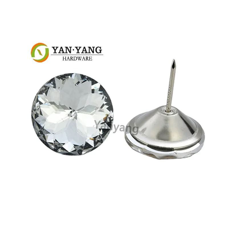 Yanyang vente tapisserie d'ameublement canapé cristal strass bouton pour canapé boutons autour de diamant verre décoratif cristal bouton
