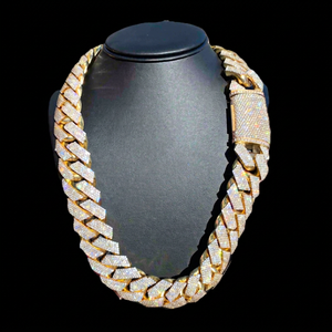 Iced Cuban Link Chain 18MM 925 Silver Diamond Micro Pave Hip Hop <b>Statement</b> <b>Necklace</b> Men's Everyday Wear - Product Image 1