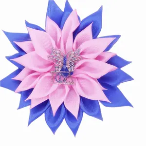 Nastro artigianale personalizzato kanzashi flower corpetto spilla gamma phi delta sorority spilla di sicurezza in argento