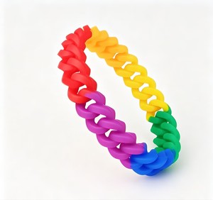 Braccialetto in Silicone Intrecciato Arcobaleno con Catena a Maglie Ritorte Cava per <span class=keywords><strong>Donna</strong></span> Uomo Unisex, <span class=keywords><strong>Regalo</strong></span> alla Moda per Feste, Vendita all'Ingrosso - Product Image 4