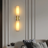 Applique murale moderne de luxe à double tête, tube en verre doré, pour escalier, salon, chambre à coucher, décoration murale