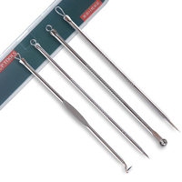 Kit professionnel d'extraction de points noirs et d'acné – 4 aiguilles pour soins de la peau et élimination des comédons