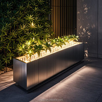 H067 Vase Moderne de Luxe Personnalisé en Acier Inoxydable, Jardinière Lumineuse à LED, Décoration Artistique pour Espaces Commerciaux Extérieurs, Rues et Centres Commerciaux