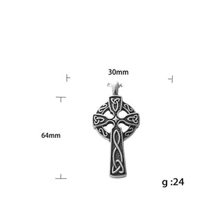 Men's Stainless Steel <b>Cross</b> Pendant Necklace Geometric Hollow Design Punk Retro Style - Product Image 3