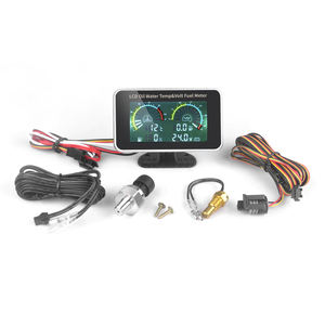 ユニバーサル12V/24V 4-in-1 LCD油圧電圧計ボルト水温オイル燃料計10mm温度センサー車トラック新品 - Product Image 1