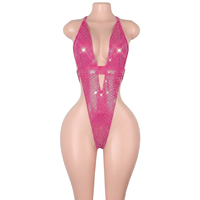 Vêtements de danse exotiques, combinaisons en maille à pois, paillettes argentées, string transparent, lingerie exotique, tenues de soirée en boîte de nuit, tenues de rave