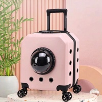Sac à dos et chariot de transport portable en plastique pour animaux de compagnie avec fermeture éclair pour chats - Conception capsule respirante